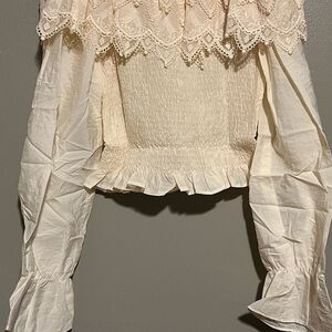 ADORA Cream Lace Off the Shoulder Blouse